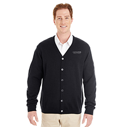 HARRITON MEN'S PILBLOC V-NECK BUTTON CARDIGAN