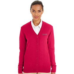 HARRITON WOMEN'S PILBLOC V-NECK BUTTON CARDIGAN